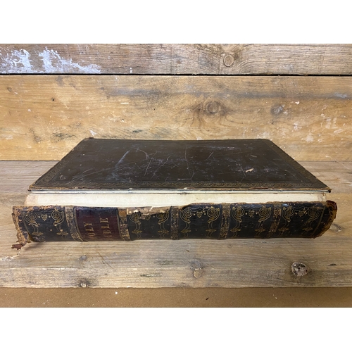 217 - Large Scale Victorian Holy Bible, Labelled 1843 John Mullin - Damaged Spine