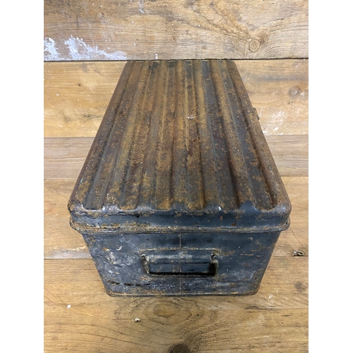 219 - 5.53mm Cartridge Ammo Tin with Vintage Metal Cable Box