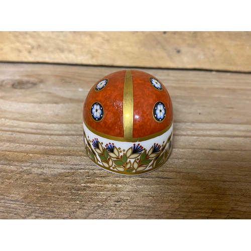 265 - Royal Crown Derby Ladybird Paperweight, silver stopper