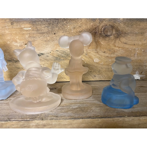 281 - Collection of Frosted Glass Collectible Disney Figurines, some with chips