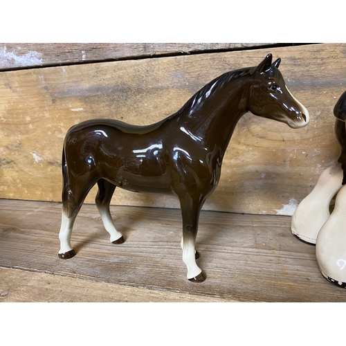 283 - Collection of Ceramic Horses and Wooden Carts