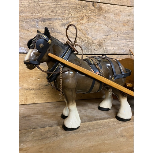 283 - Collection of Ceramic Horses and Wooden Carts