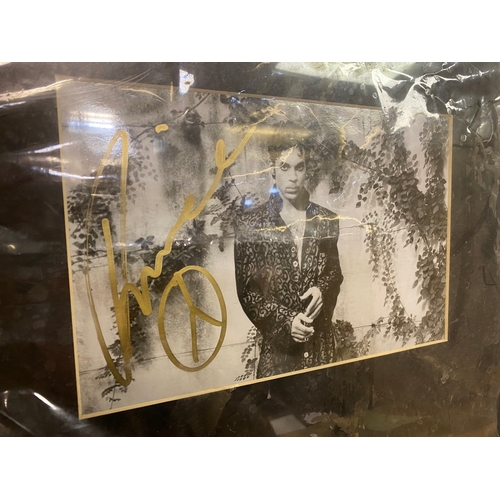 287 - Framed and Signed Picture of Prince with Purple Rain Tour Ticket from Dec 1984, Authentication docum... 