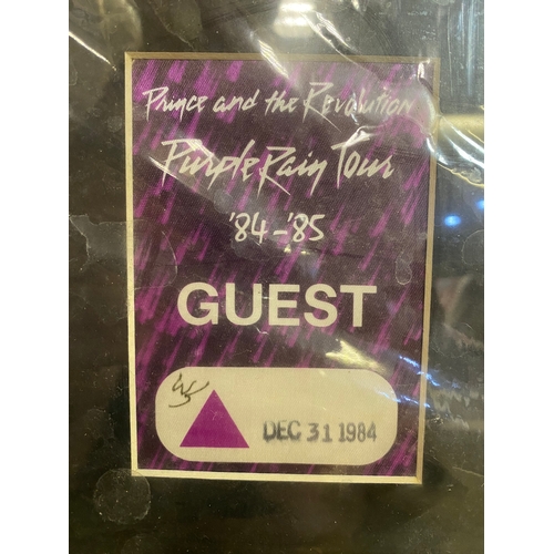 287 - Framed and Signed Picture of Prince with Purple Rain Tour Ticket from Dec 1984, Authentication docum... 