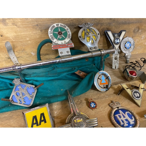 292 - Selection of Automobila Badges and Plates with Blue Bag