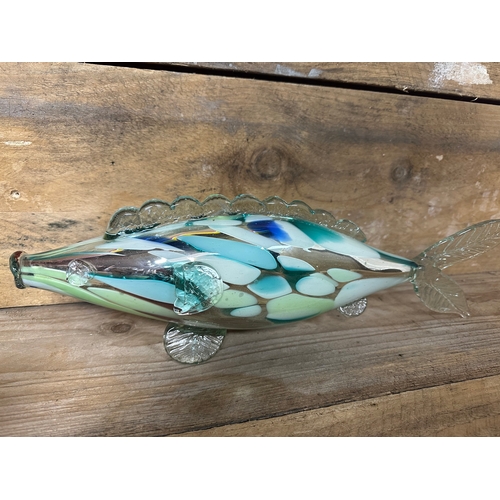 305 - Two Murano Glass Fish Large one slight damage to tail.