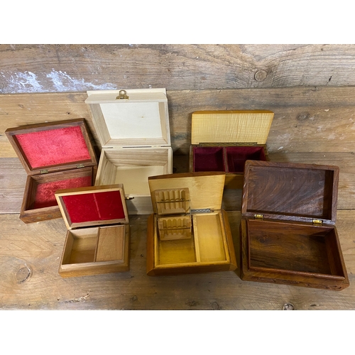 318 - Collection of Six Wooden Boxes including Cigarette Box, one box missing feet