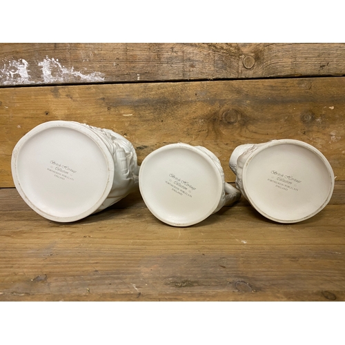 345 - Three White Portmeirion Parian Ware Jugs