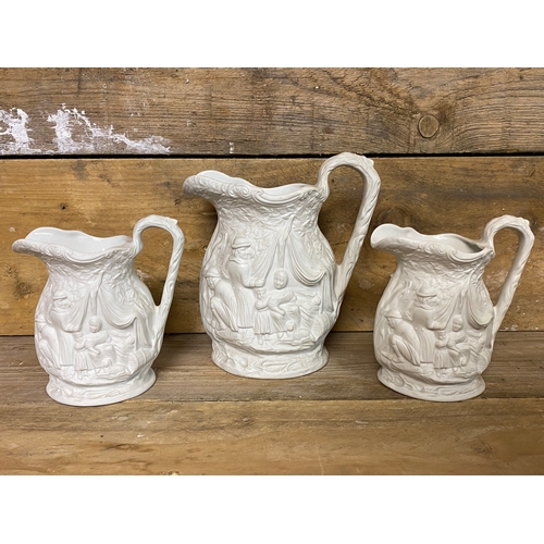 345 - Three White Portmeirion Parian Ware Jugs