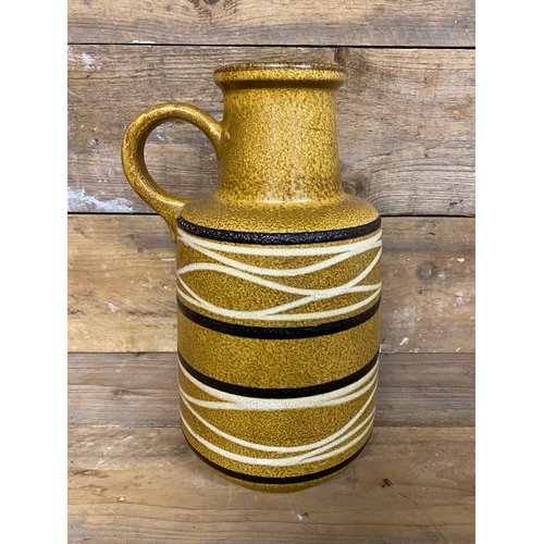 349 - West German Banded Handled Vase in Mustard, Black and White - Size 408-40