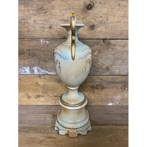 354 - Ceramic Vase with Twin Handles on Plinth, stamped Royal Avon