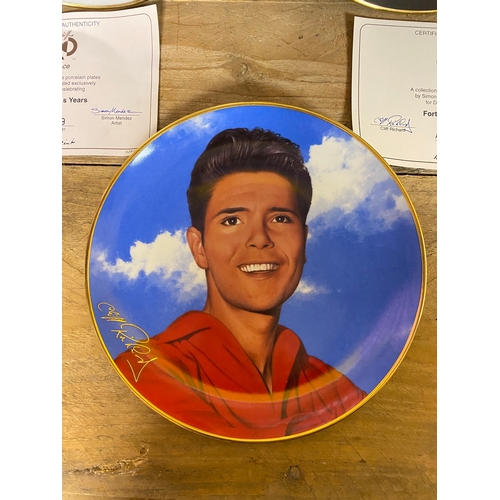 367 - Three Bombay Mint Cliff Richard Picture Plates and Bradford Exchange Marylin Monroe Plate