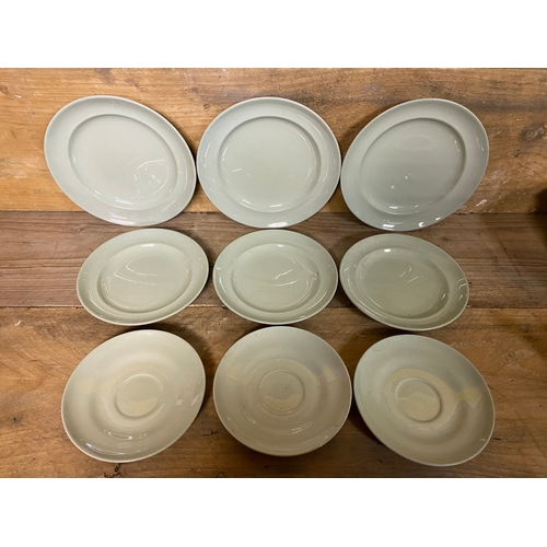 370 - Spode Trio Set of Three and Collection of Derby Stoneware (one with surface crack)