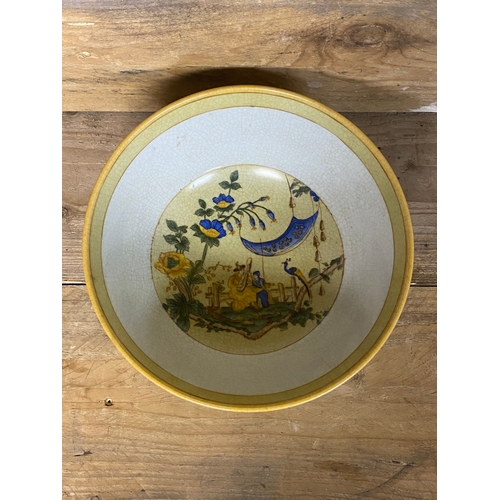 376 - Oriental Ceramic Bowl Depicting a Performing Musician and Flowers