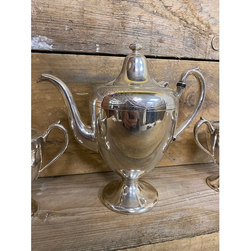 380 - W.M.A. Rogers of Canada Silver Plate Teapot, Milk Jug and Sugar Bowl