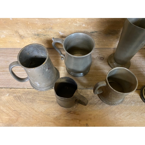 400 - Collection of Pewter Tankards with Antiquarian Examples