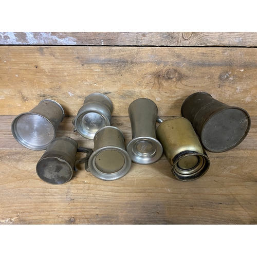 400 - Collection of Pewter Tankards with Antiquarian Examples