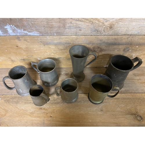 400 - Collection of Pewter Tankards with Antiquarian Examples