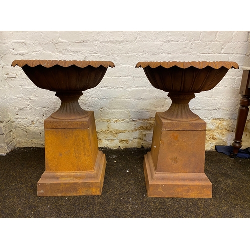 413 - Pair of Large Cast Iron Urns