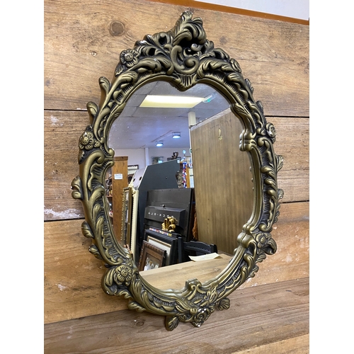 430 - Ornate Gilt Plaster Framed Oval Mirror, 63 x 46cm