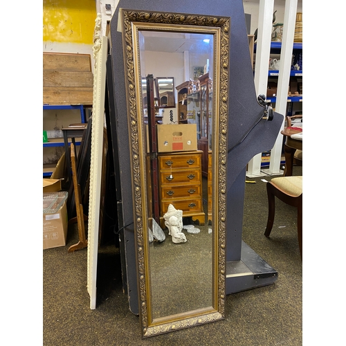 431 - Long Gilt Framed Bevelled Mirror, 132 x 41cm