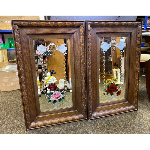 433 - Pair of Good Quality Bevelled Gypsy Mirrors Decorated with Flowers and Butterflies, 82.5 x 52cm