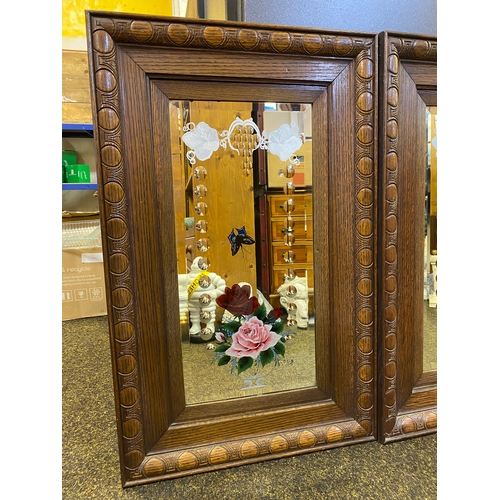 433 - Pair of Good Quality Bevelled Gypsy Mirrors Decorated with Flowers and Butterflies, 82.5 x 52cm