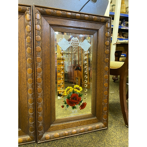 433 - Pair of Good Quality Bevelled Gypsy Mirrors Decorated with Flowers and Butterflies, 82.5 x 52cm