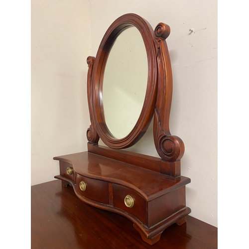 437 - Victorian Reproduction Dressing Table Mirror with Bow Fronted Drawer