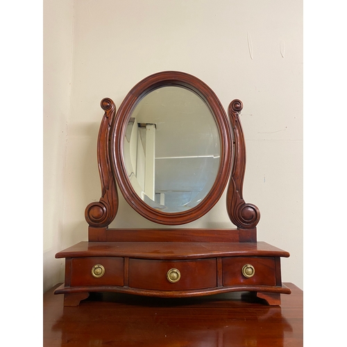 437 - Victorian Reproduction Dressing Table Mirror with Bow Fronted Drawer