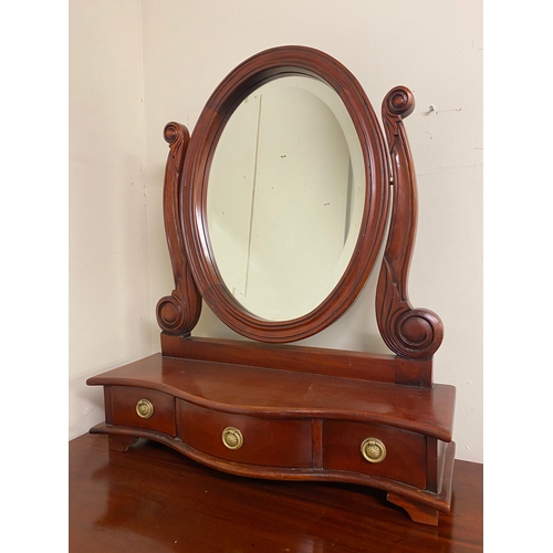 437 - Victorian Reproduction Dressing Table Mirror with Bow Fronted Drawer