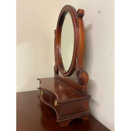 437 - Victorian Reproduction Dressing Table Mirror with Bow Fronted Drawer