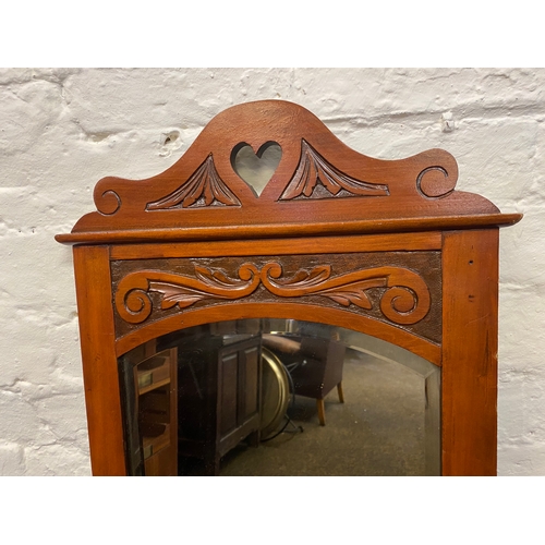 438 - Tall Carved Bevelled Mirror 121 x 44cm