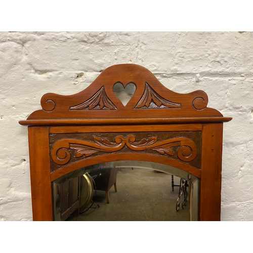 438 - Tall Carved Bevelled Mirror 121 x 44cm