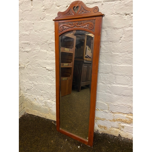 438 - Tall Carved Bevelled Mirror 121 x 44cm