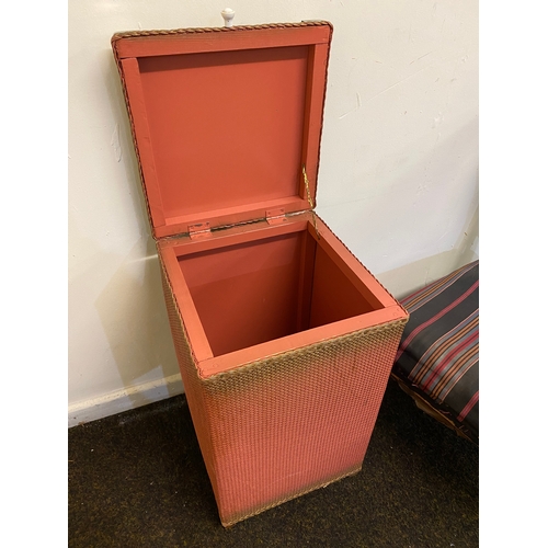 445 - Vintage Slipper Chair and Pink Lloyd Loom Style Washing Basket