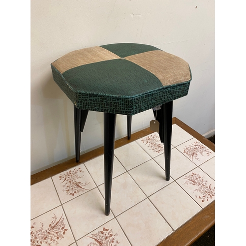 451 - Mid Century Tile Top Coffee Table and Mid Century Stool