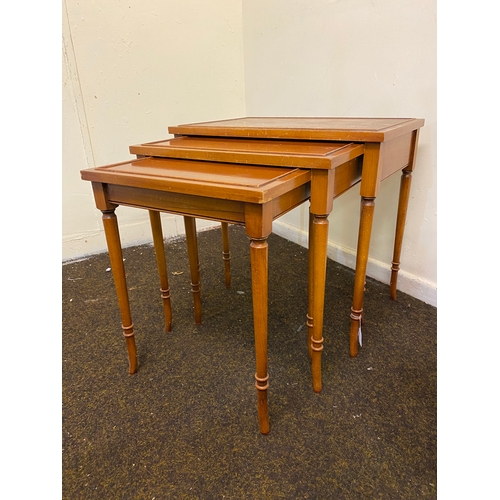 454 - Three Drawer TV Unit and Set of Stacking Tables, possibly Yew Wood