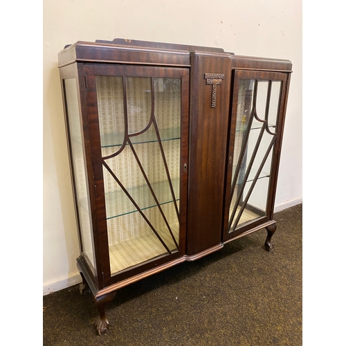 457 - Art Deco Glass Fronted Cabinet, no key