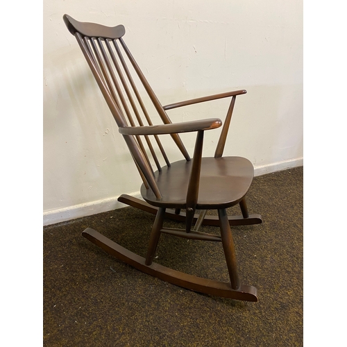 462 - Ercol Dark Wood Rocking Chair, stamped