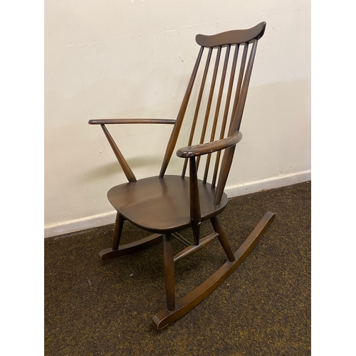 462 - Ercol Dark Wood Rocking Chair, stamped