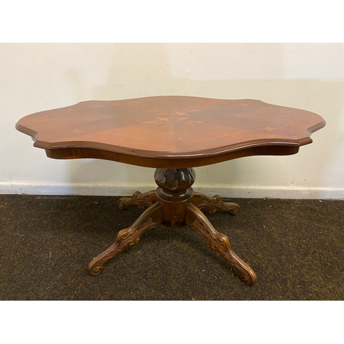 463 - Veneered Coffee Table with Ornate Carved Wooden Base