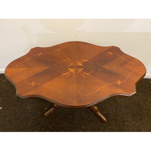 463 - Veneered Coffee Table with Ornate Carved Wooden Base