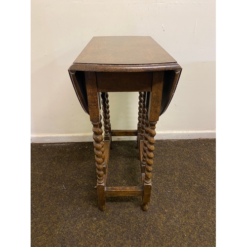 466 - Dark Wood Drop Leaf Dining Table with Barley Twist Legs