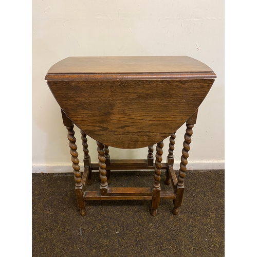 466 - Dark Wood Drop Leaf Dining Table with Barley Twist Legs