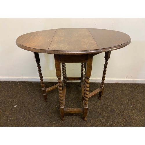 466 - Dark Wood Drop Leaf Dining Table with Barley Twist Legs