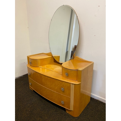 467 - Mid Century Bow Fronted Dressing Table with Oval Mirror