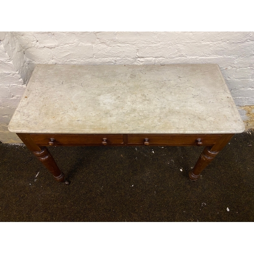 473 - Victorian Marble Top (not fixed) Wash Stand / Console Table on Casters