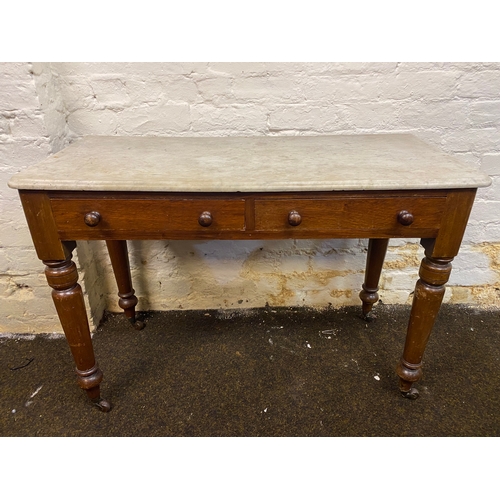 473 - Victorian Marble Top (not fixed) Wash Stand / Console Table on Casters