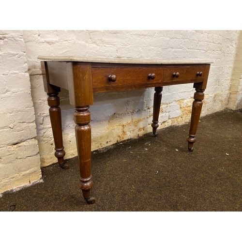 473 - Victorian Marble Top (not fixed) Wash Stand / Console Table on Casters